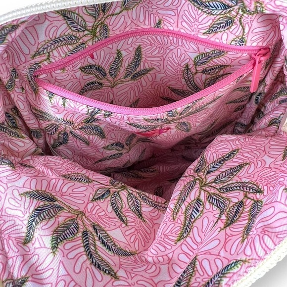 Vera Bradley Straw Mini Convertible Backpack Light Natural Straw Tan Pink Green - Picture 9 of 13